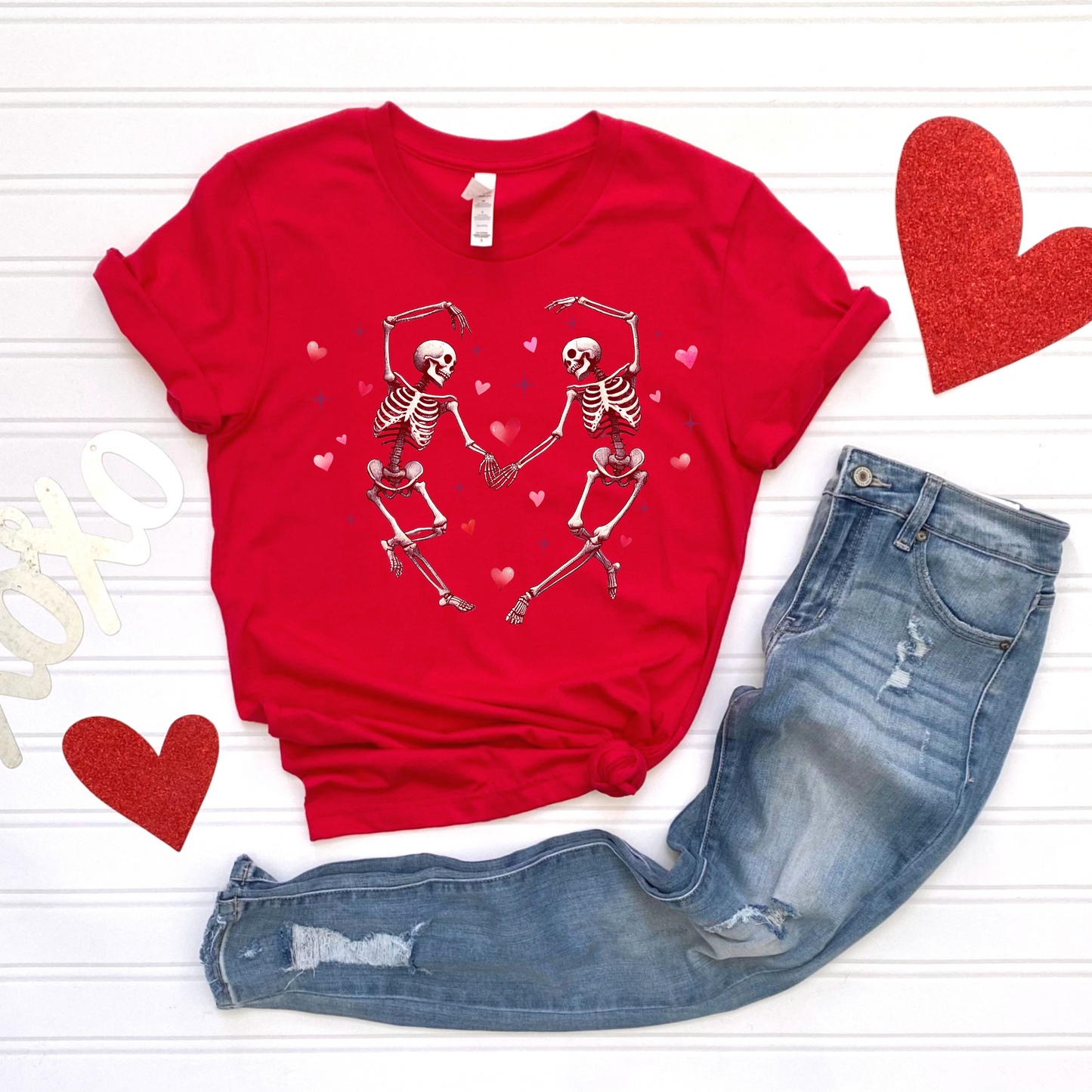 Skeleton Heart Unisex Tee - Perfect for Valentine's Day