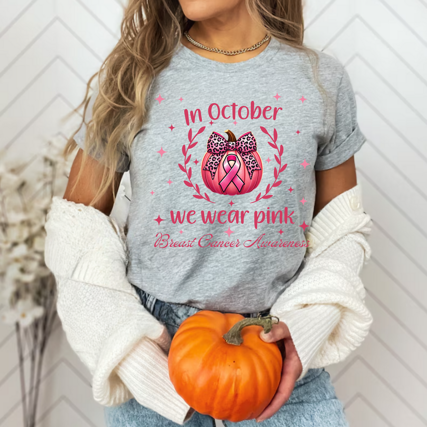 In October we wear pink Breast Cancer Awareness Unisex T-Shirt