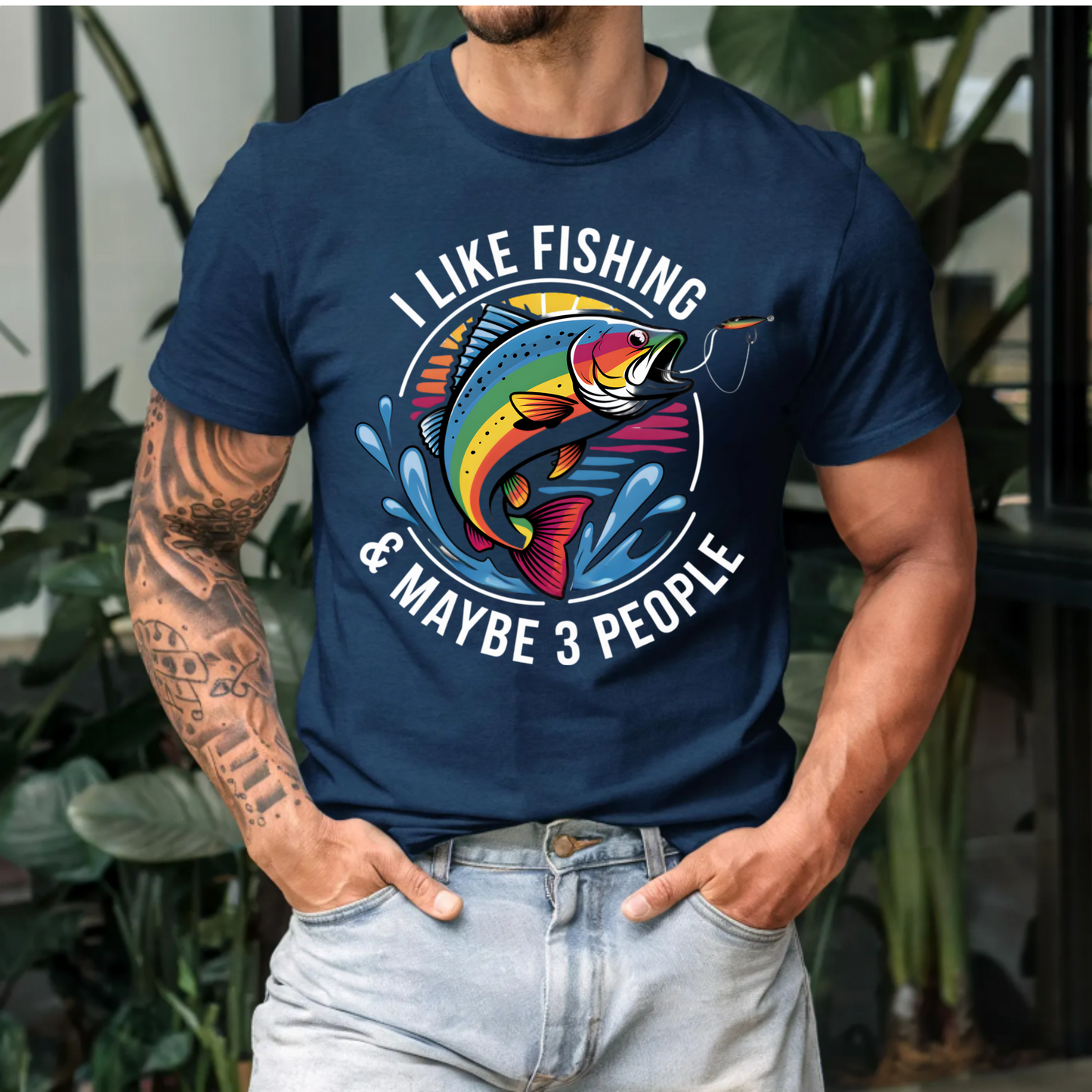 Fishing Lover Unisex Tee - 'I like fishing and about 3 people'