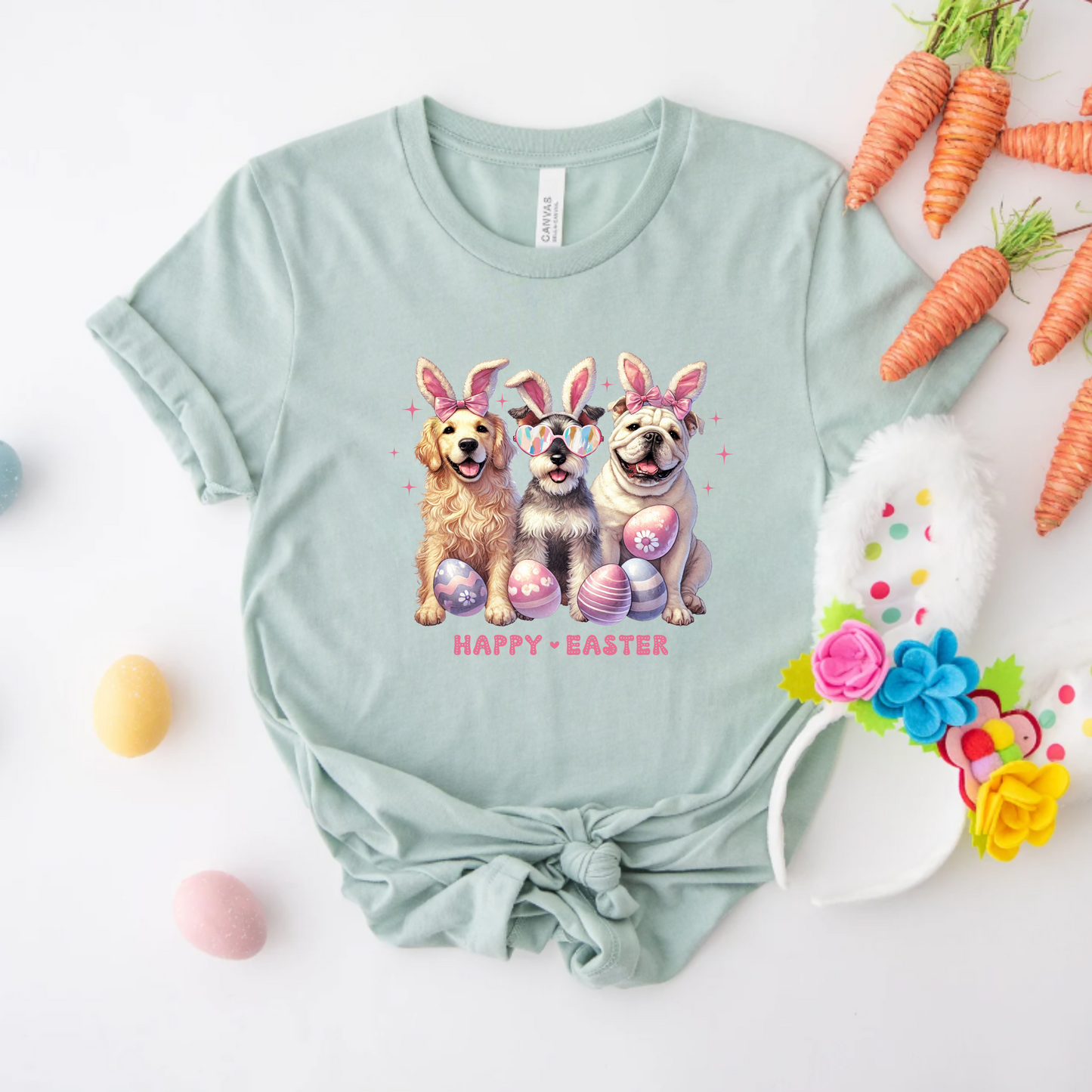 Dog Lover Unisex Tee - Happy Easter Dogs Design