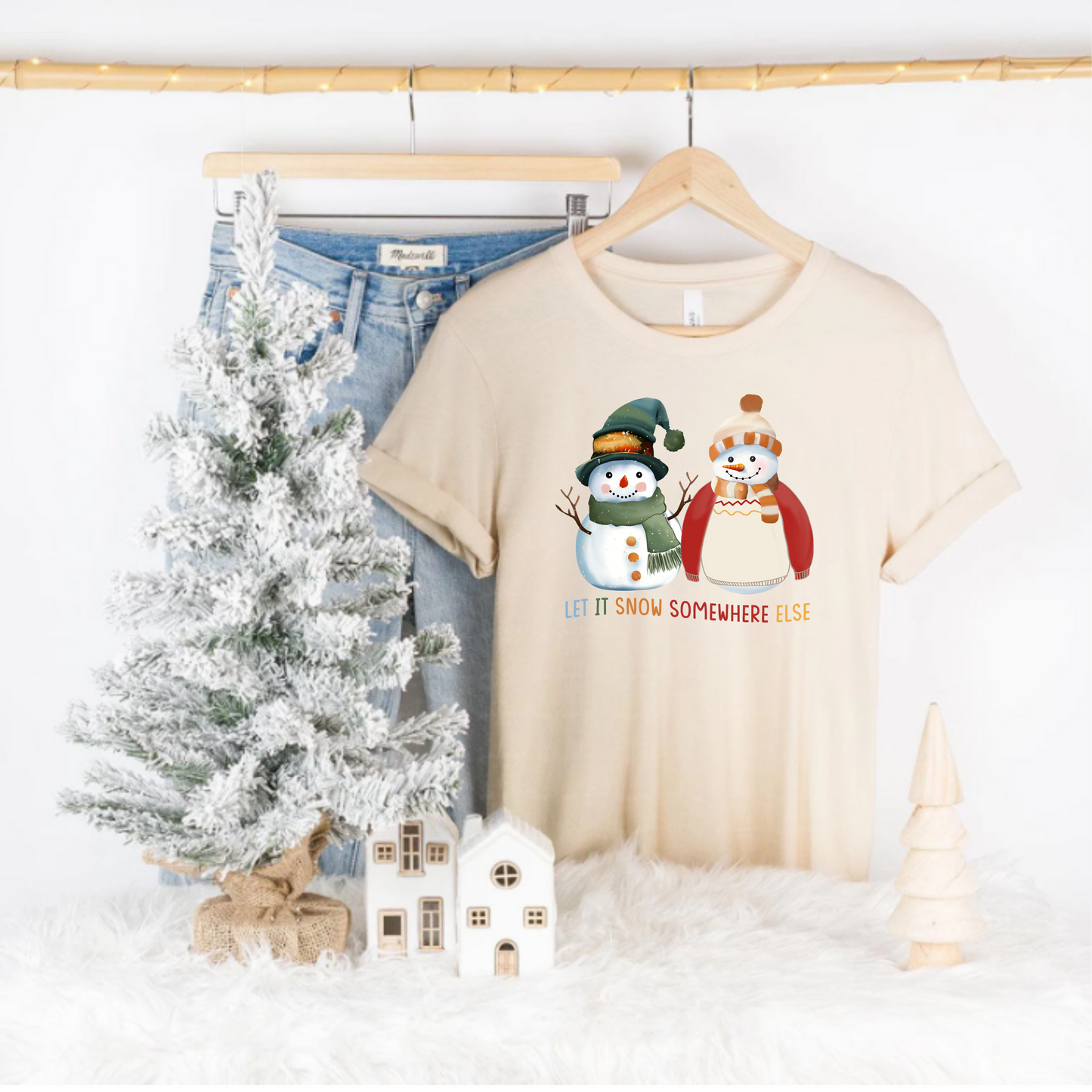 Snowman Unisex T-Shirt - Let It Snow Somewhere Else Design