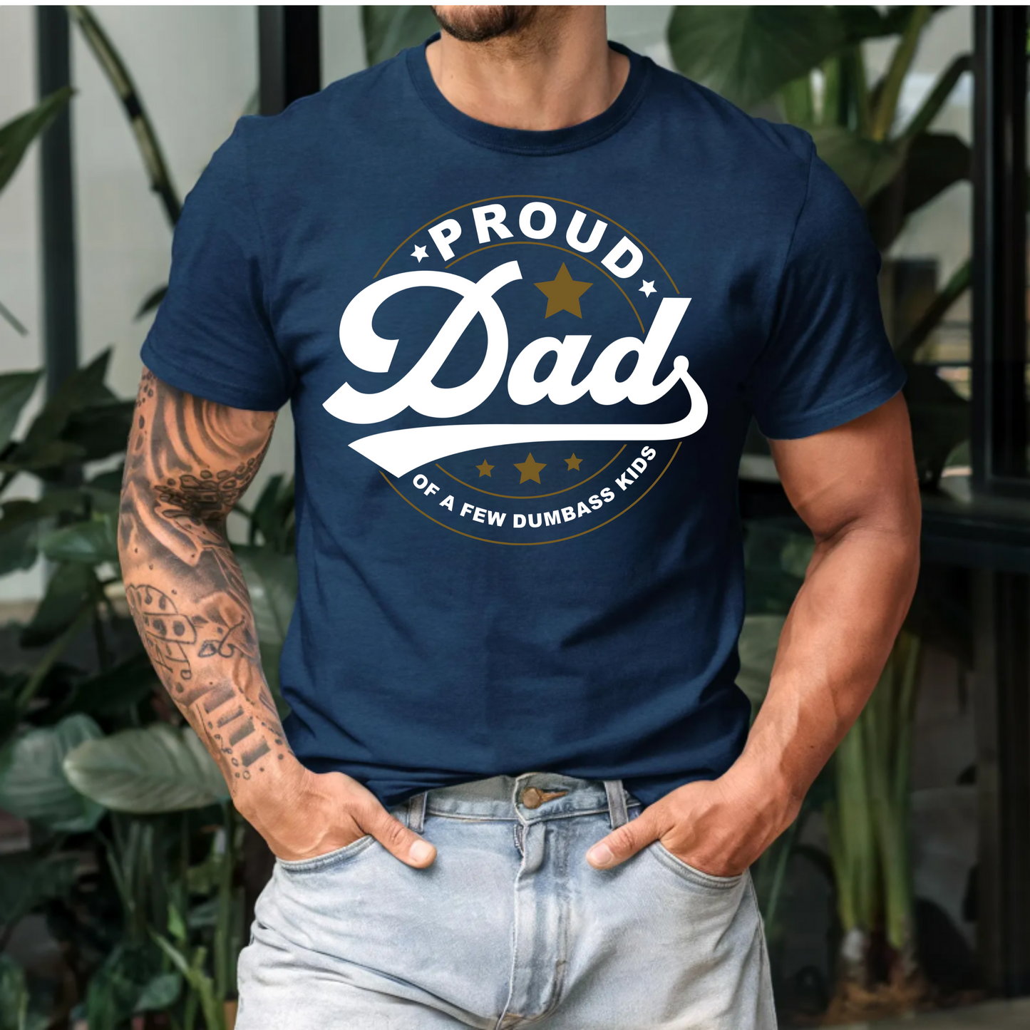 Funny Dad Unisex Tee - 'Proud dad of a few dumbass kids'