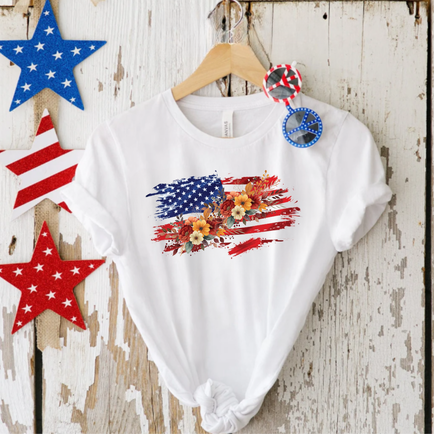 Floral USA Flag Tee