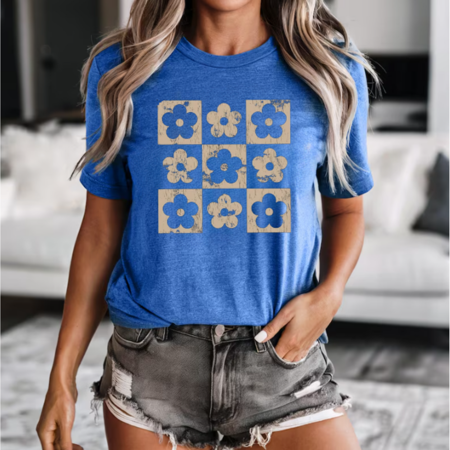 Floral Checkered Tee