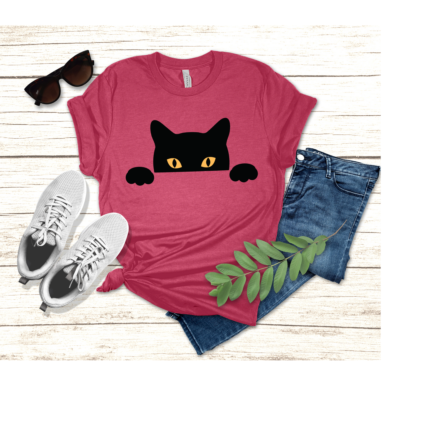Peeking Black Cat Tee