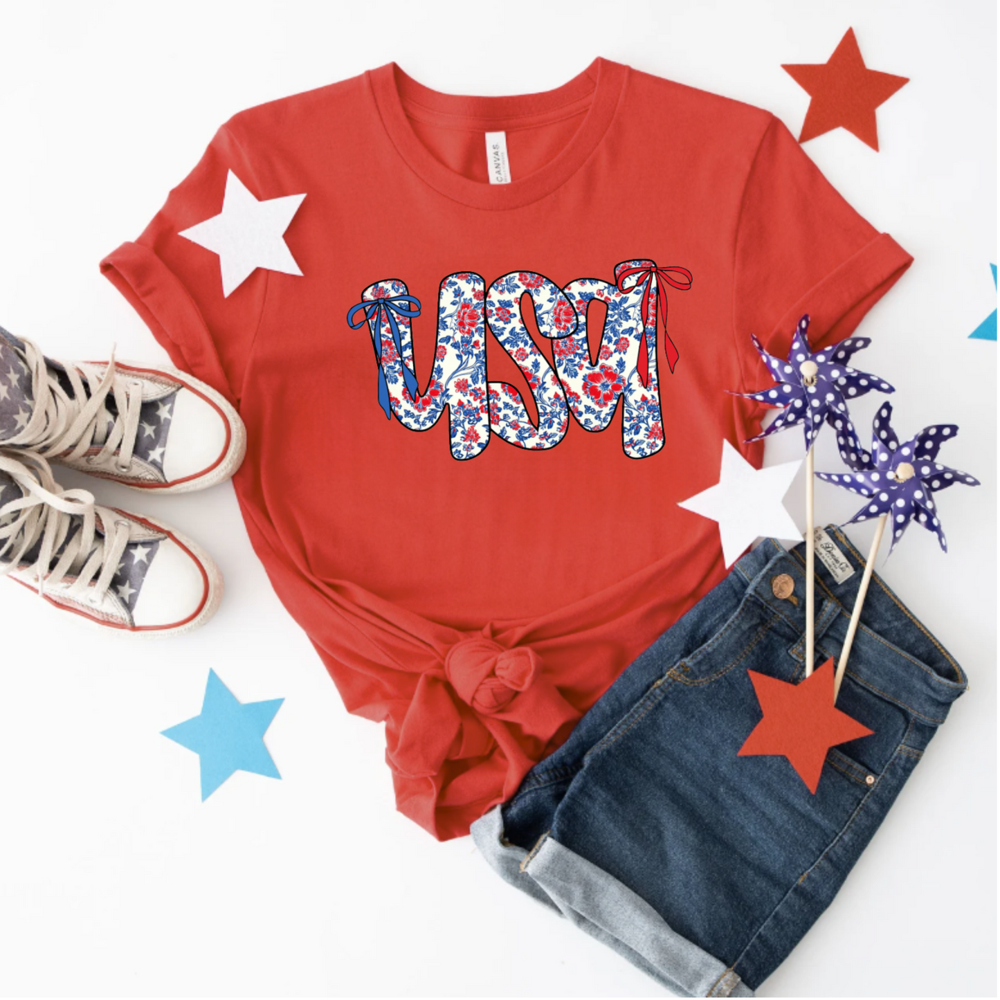 Floral USA Tee