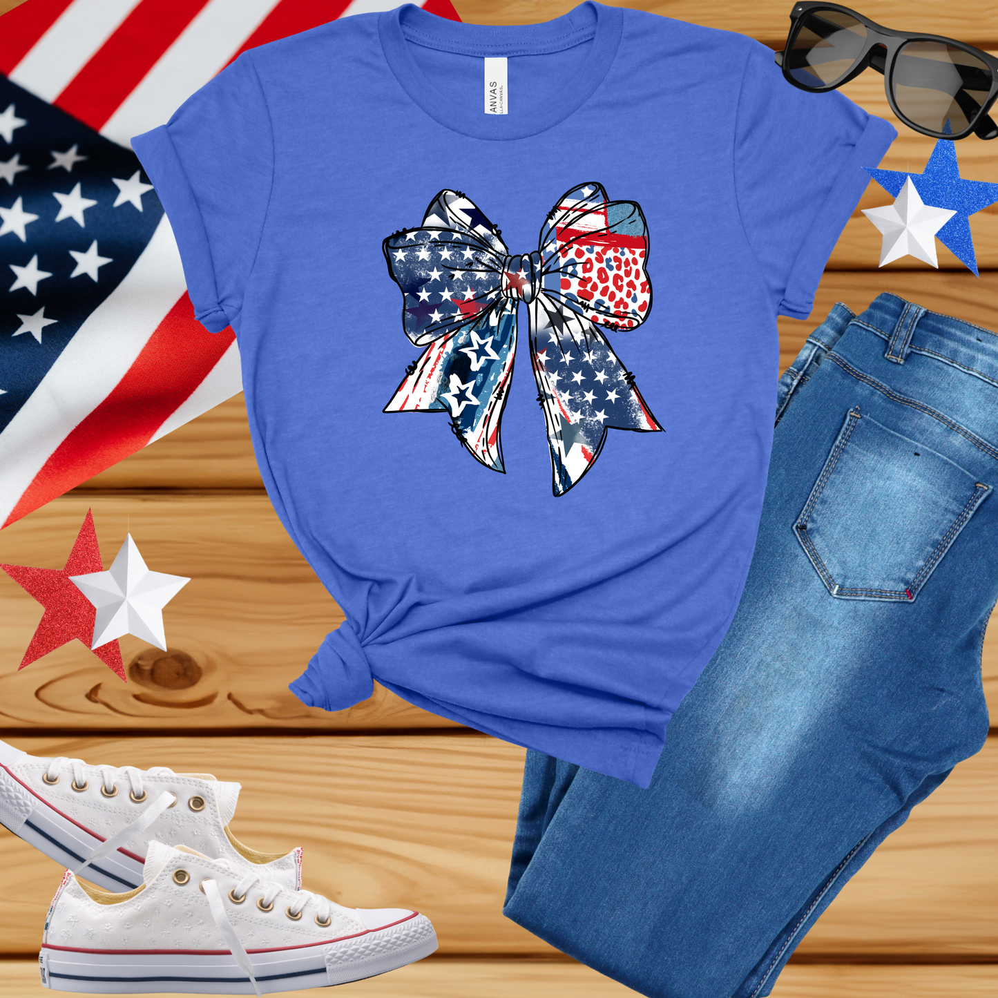 Patriotic Tee with Coquette Bow