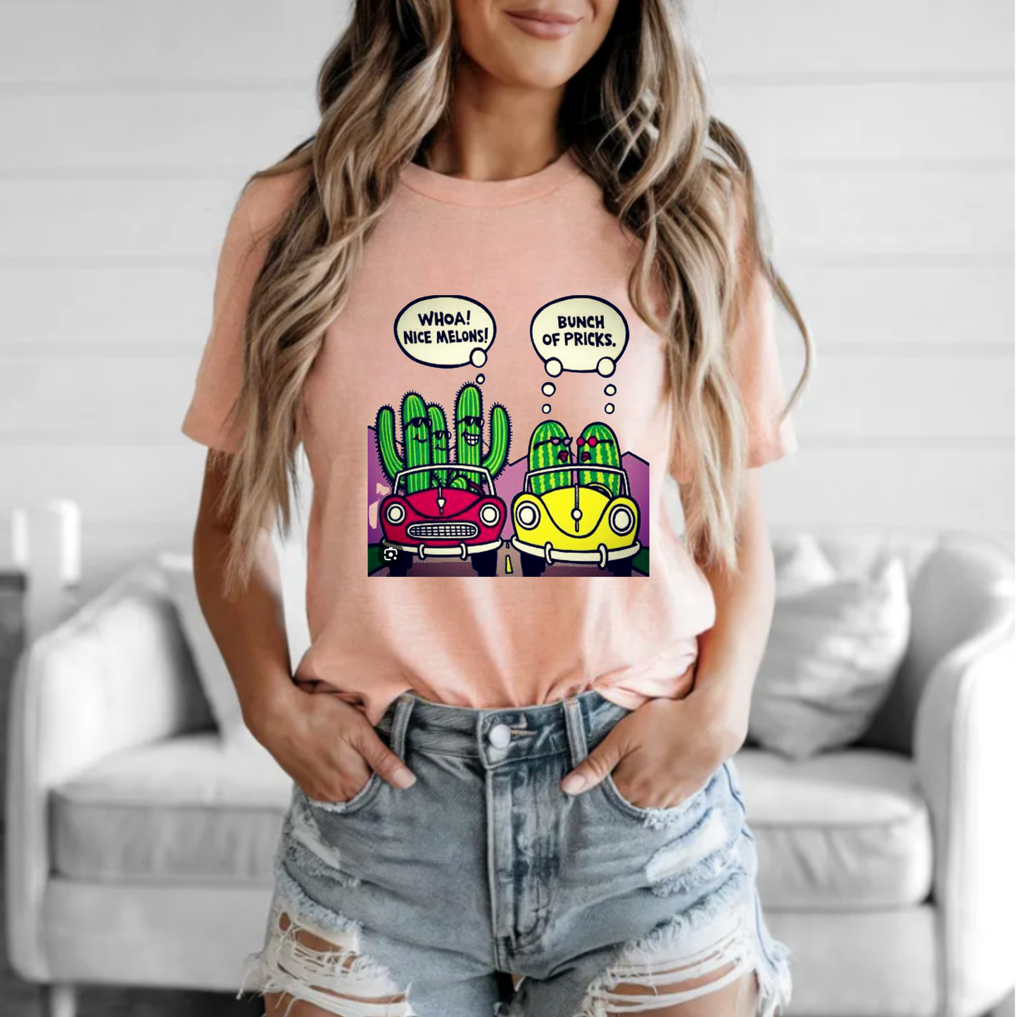 Funny Unisex Tee - Nice Melons Bunch of Pricks Design