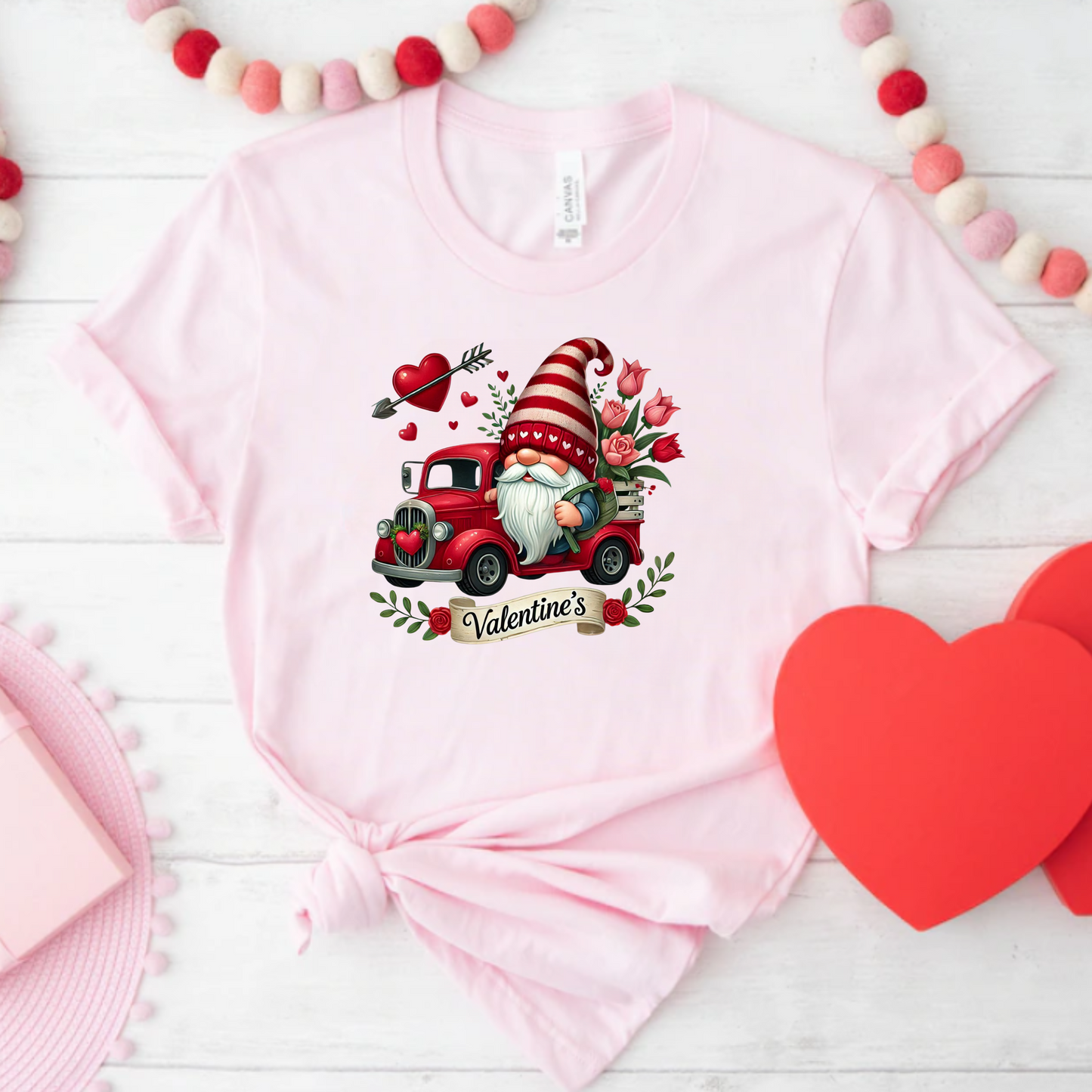 Valentines Day Farm Truck with Gnome