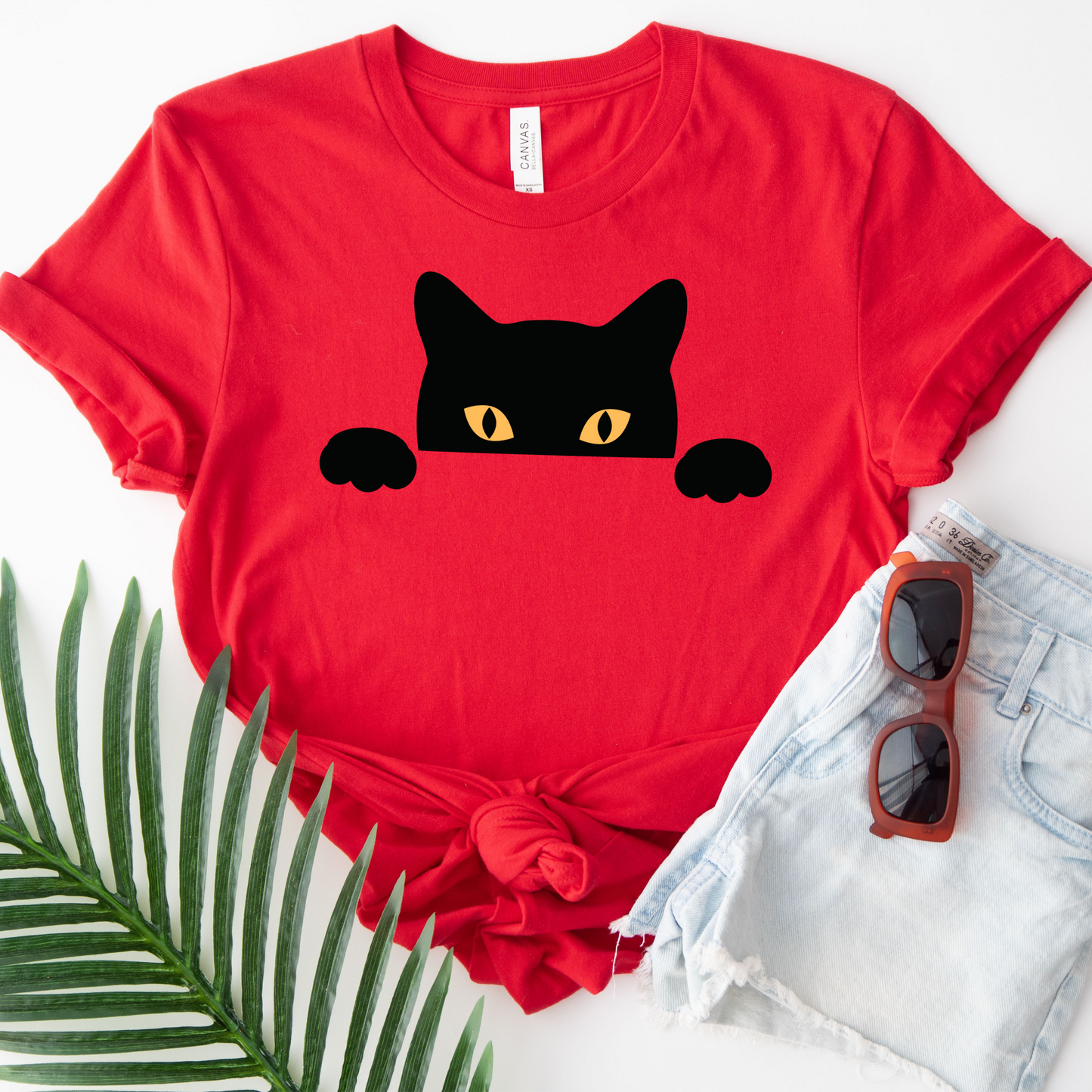 Peeking Black Cat Tee