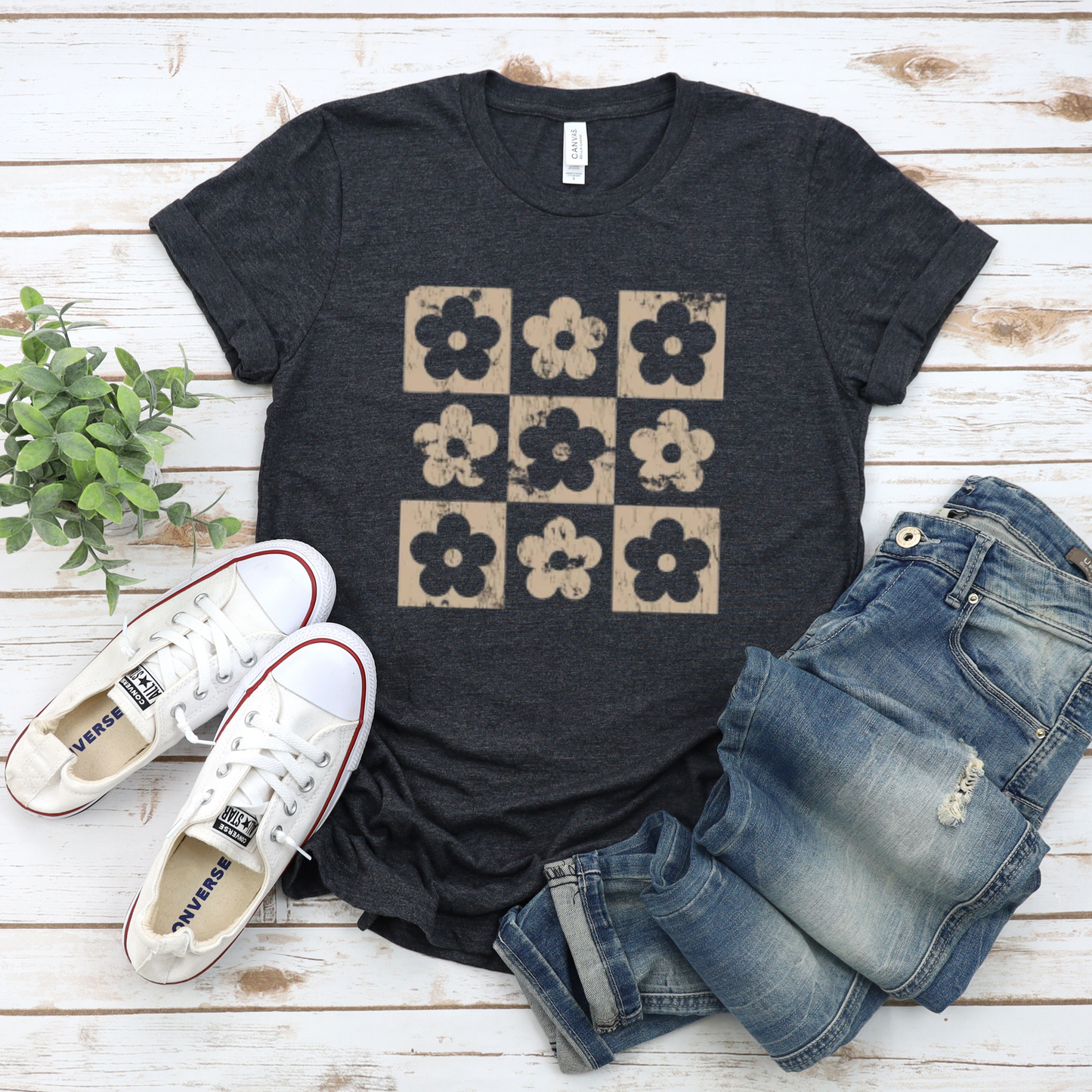 Floral Checkered Tee