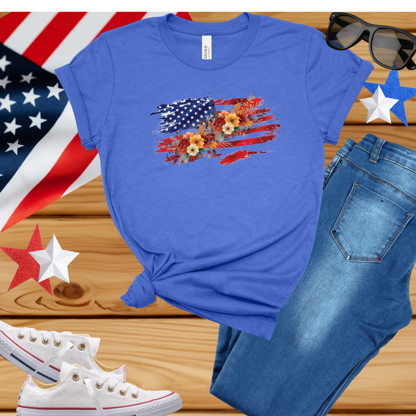 Floral USA Flag Tee