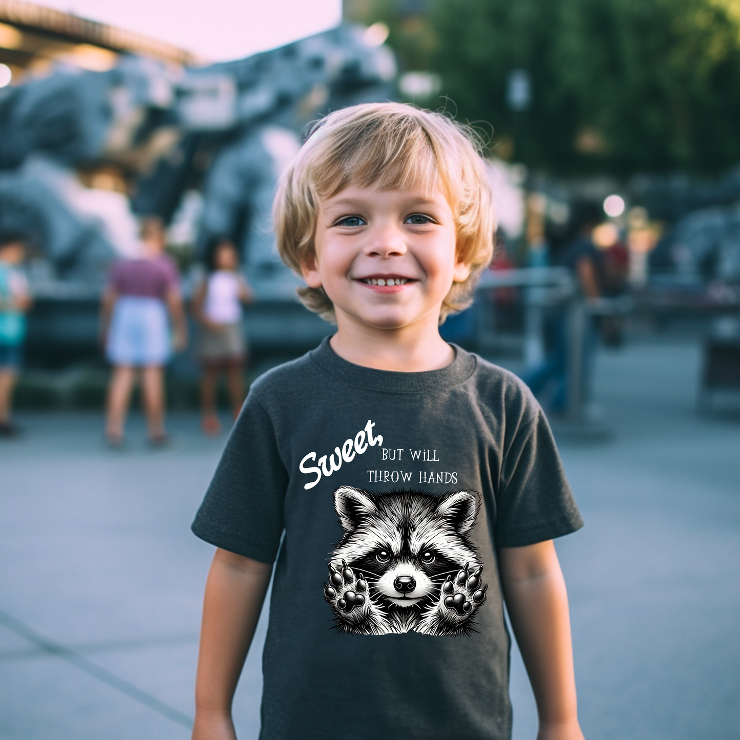 Sweet But Will Throw Hands Raccoon Design