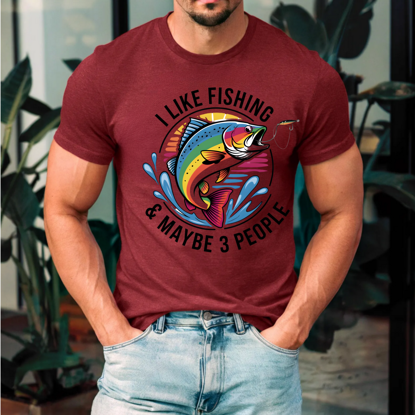 Fishing Lover Unisex Tee - 'I like fishing and about 3 people'
