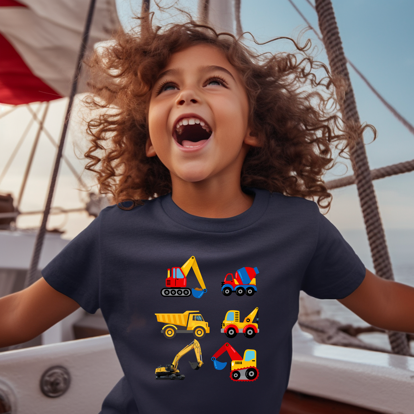 Construction Vehicles Print tee