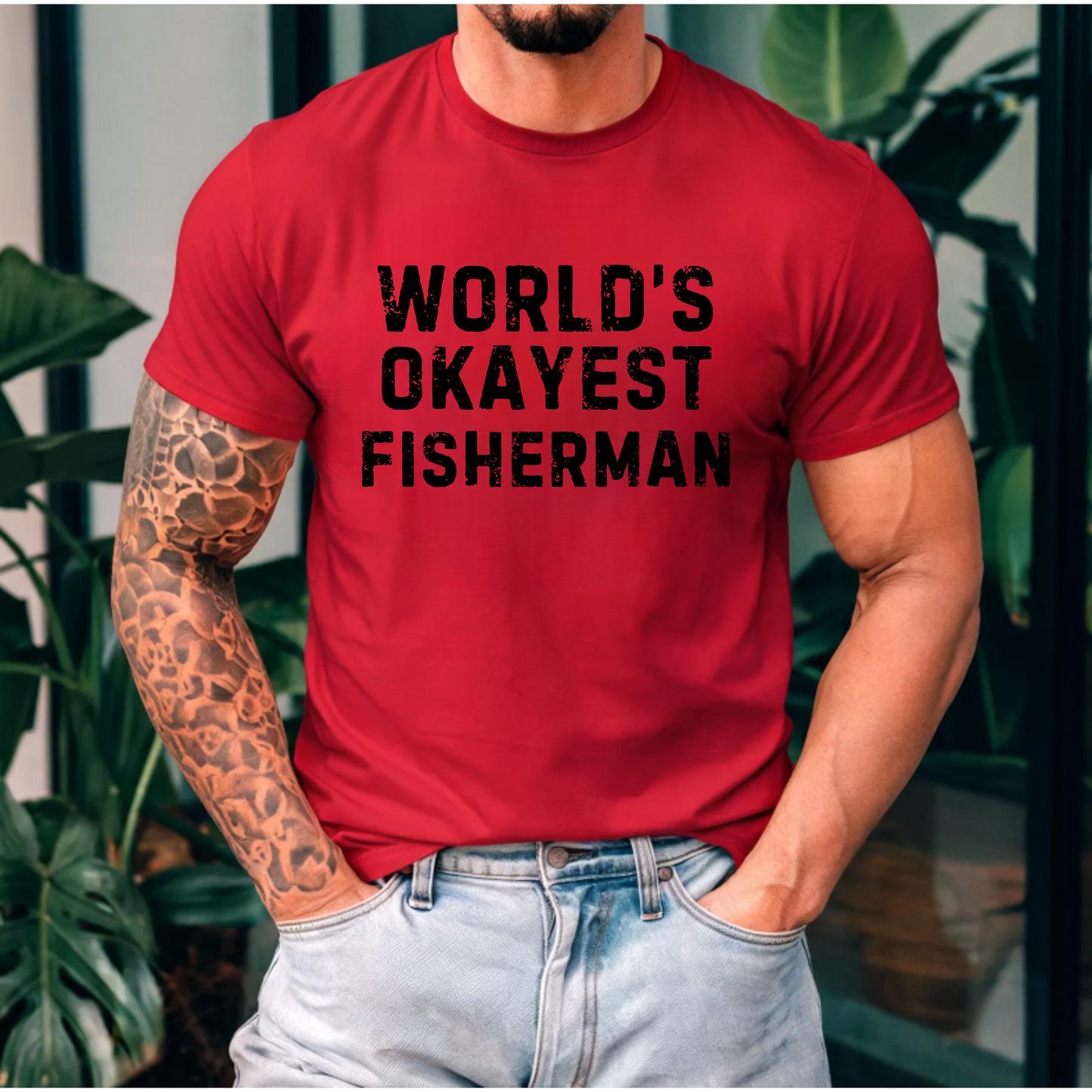 Men's Fishing T-Shirt - World's Okayest Fisherman Tee