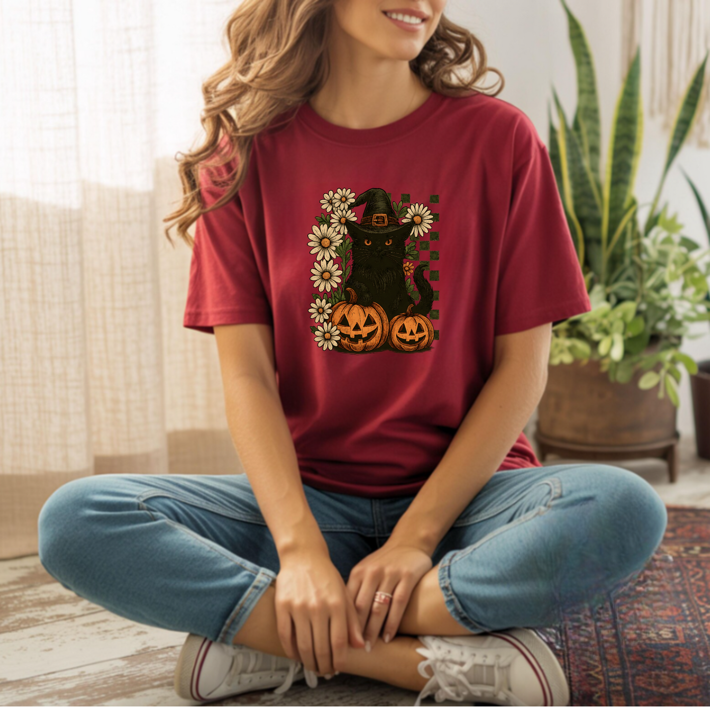 Black Cat and Pumpkins T-Shirt