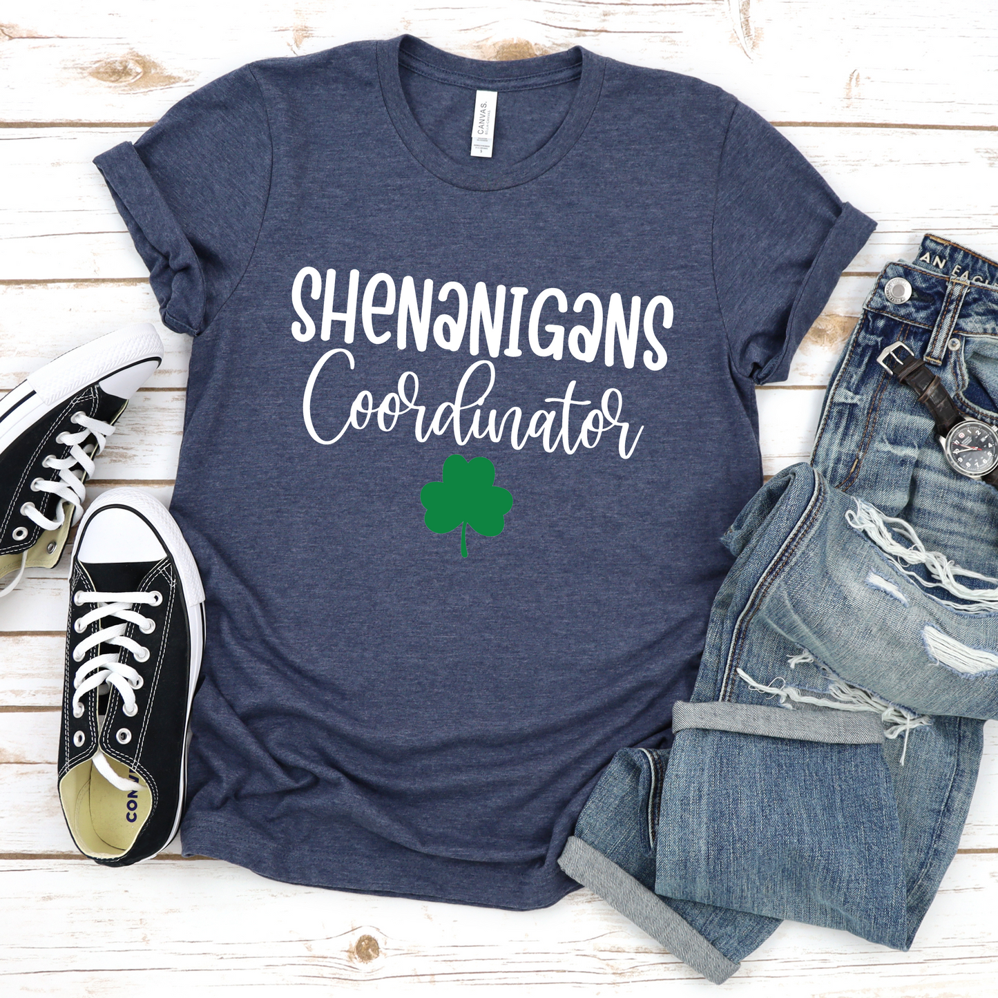 Shenanigans Coordinator Tee with Shamrock Design
