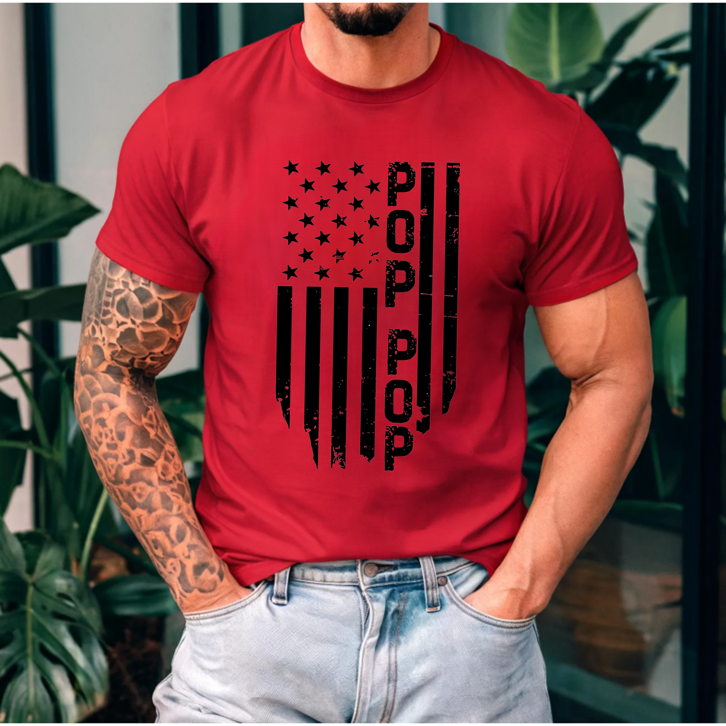 T-shirt - Patriotic Pop Pop and American Flag Design