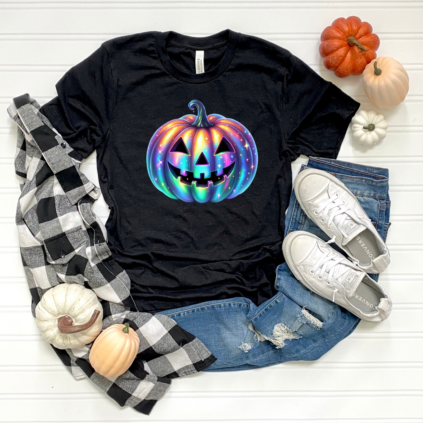 Unisex T-Shirt with Iridescent Pumpkin Design