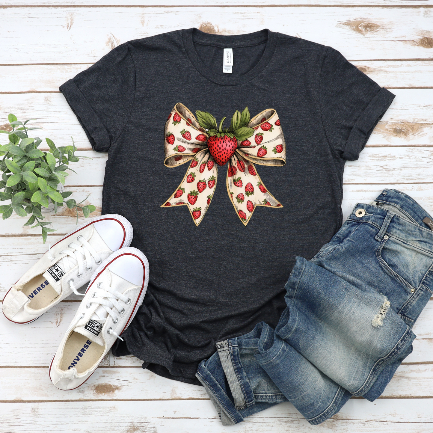 Strawberry coquette bow tee