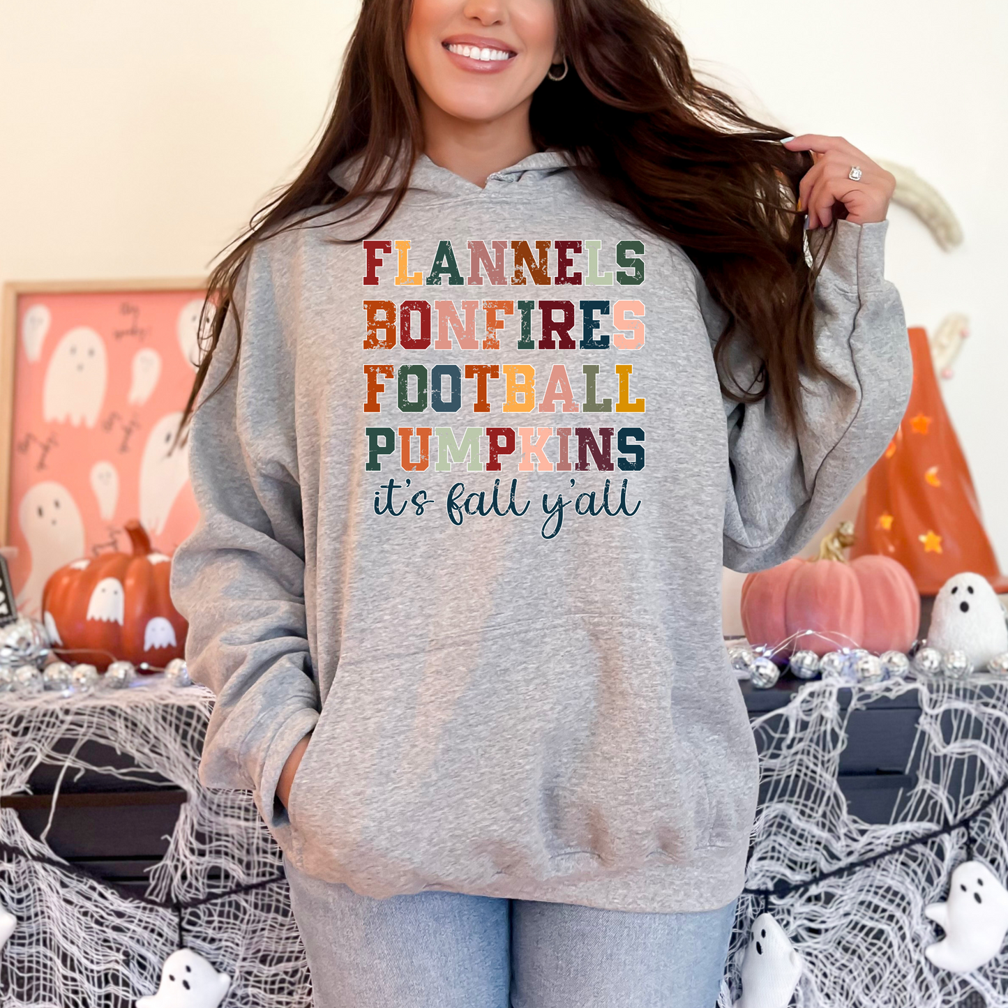 Fall Vibes Hoodie - Flannels, Bonfires, Football, Pumpkins