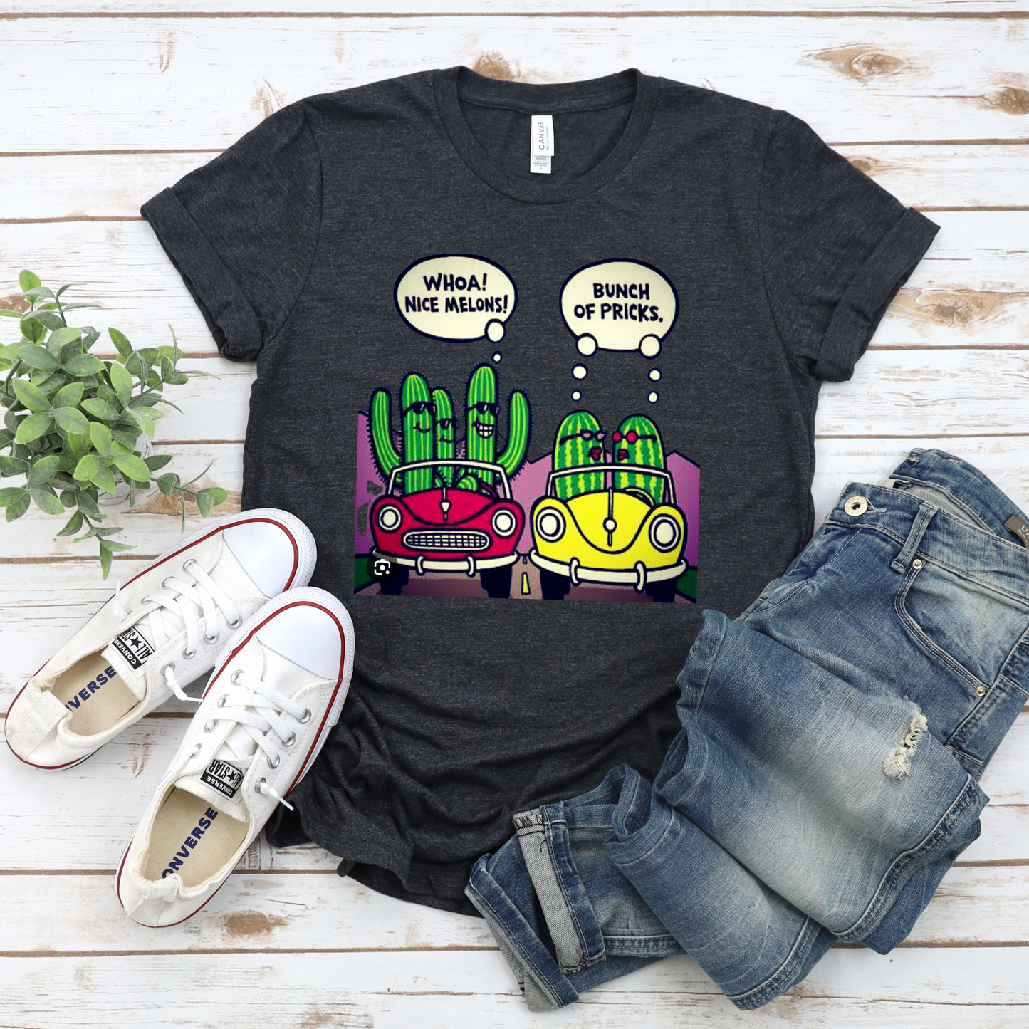 Funny Unisex Tee - Nice Melons Bunch of Pricks Design