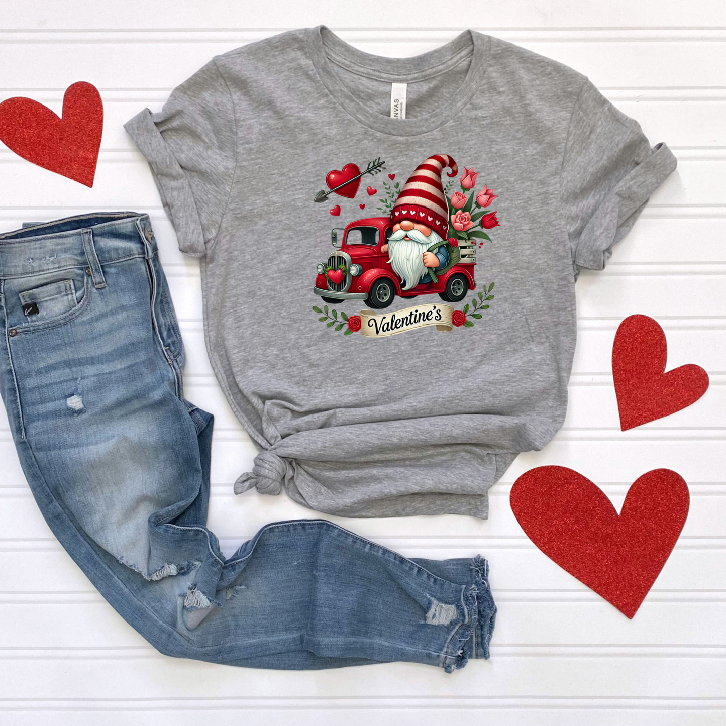 Valentines Day Farm Truck with Gnome