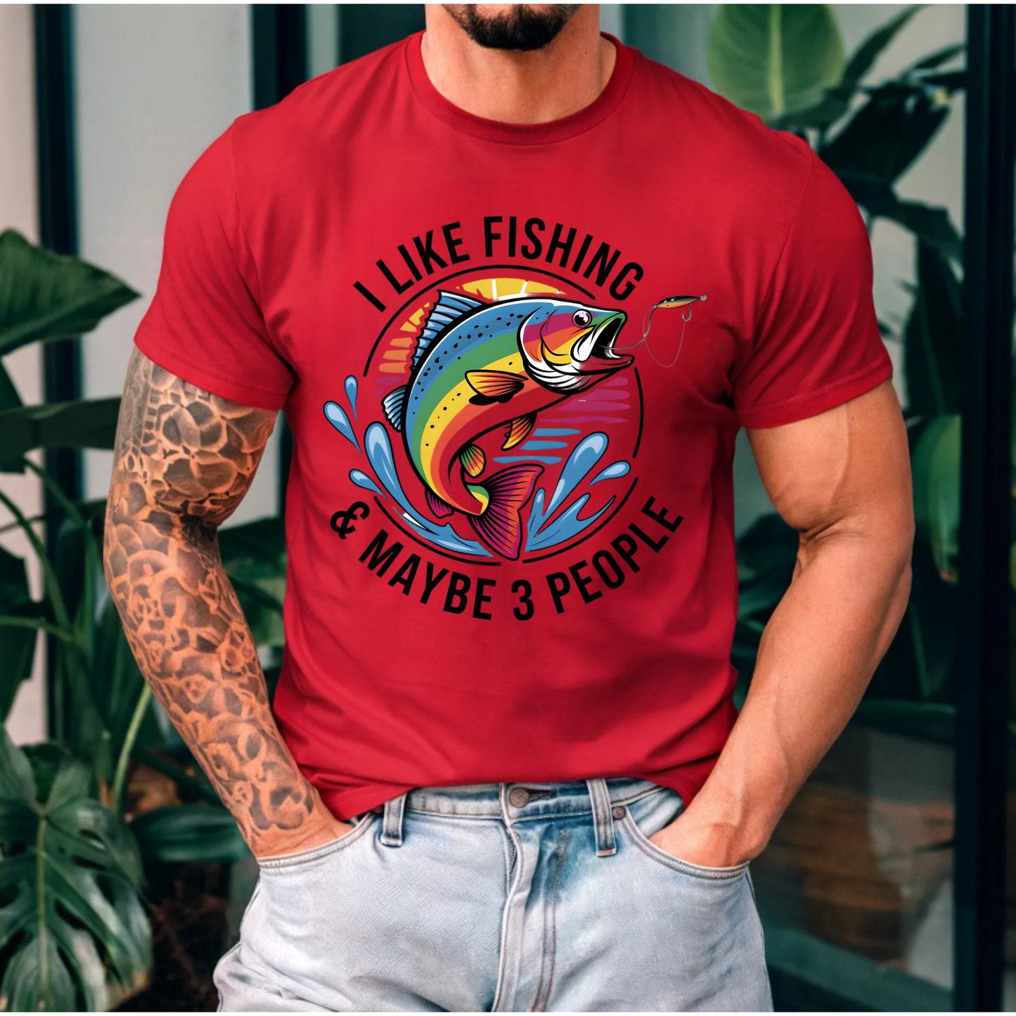 Fishing Lover Unisex Tee - 'I like fishing and about 3 people'