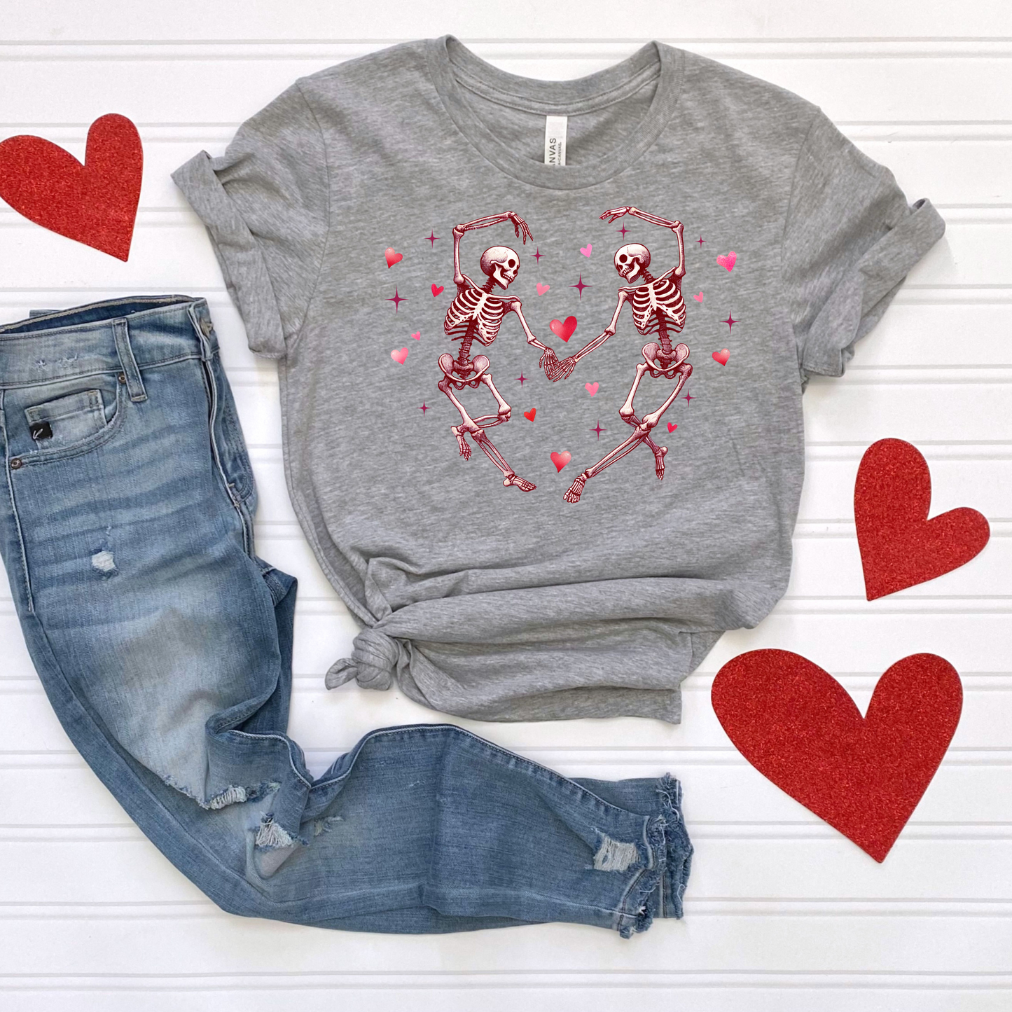 Skeleton Heart Unisex Tee - Perfect for Valentine's Day