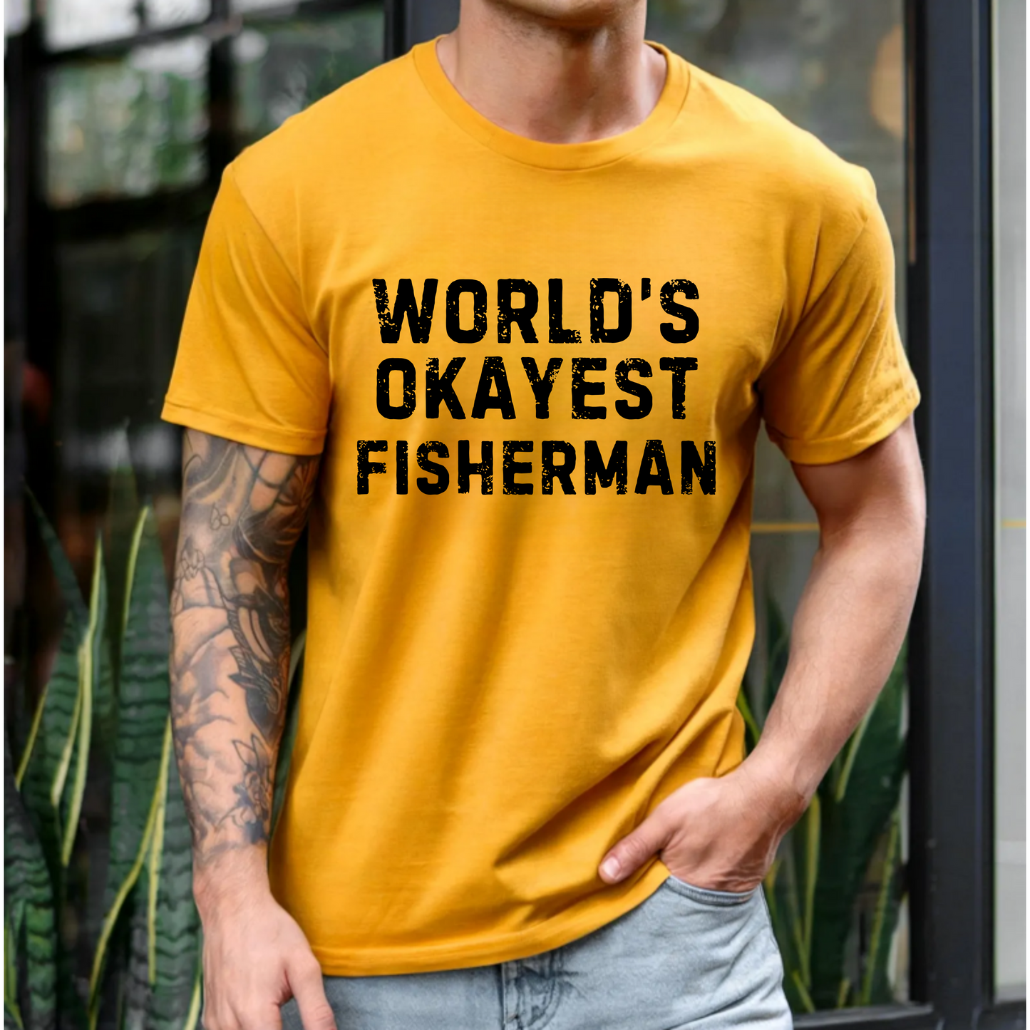Men's Fishing T-Shirt - World's Okayest Fisherman Tee