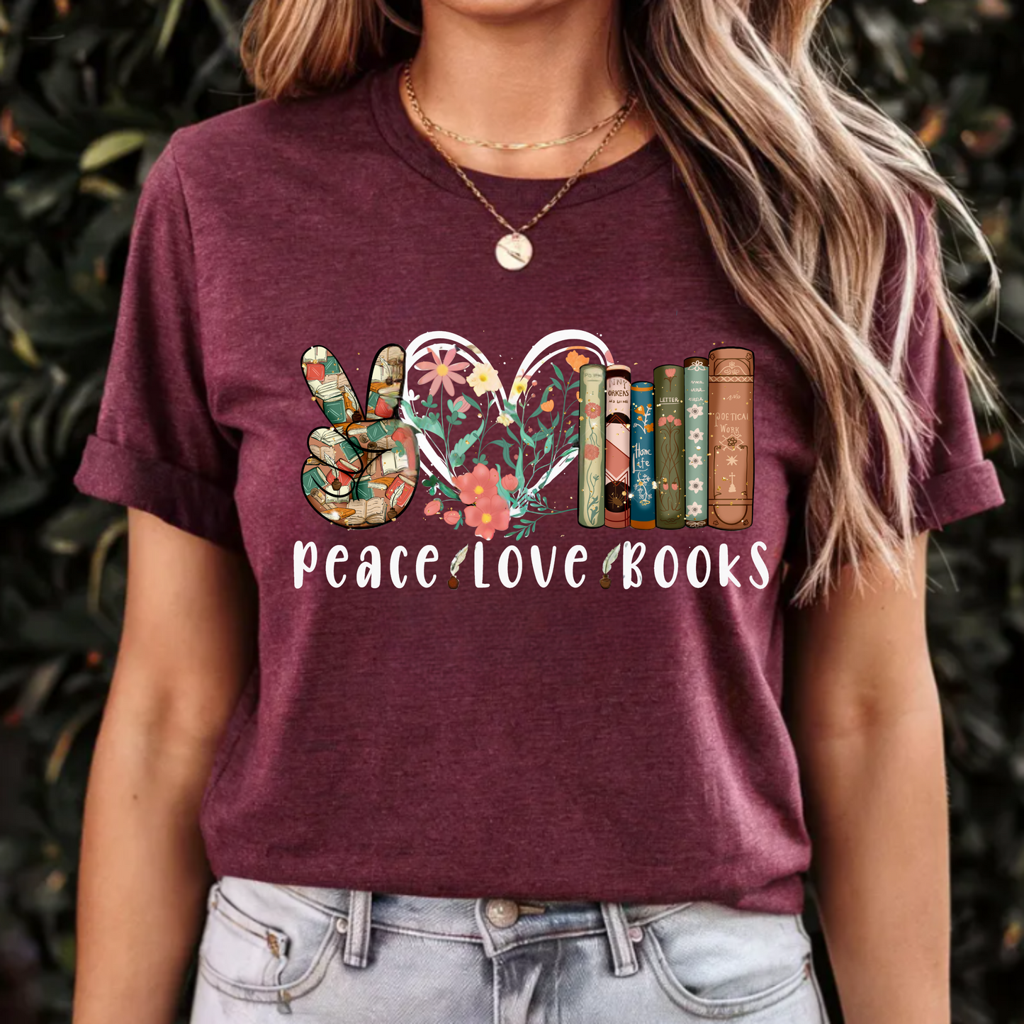 Peace Love Books Unisex Tee