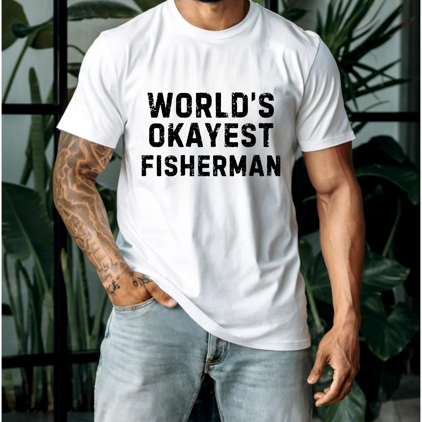 Men's Fishing T-Shirt - World's Okayest Fisherman Tee