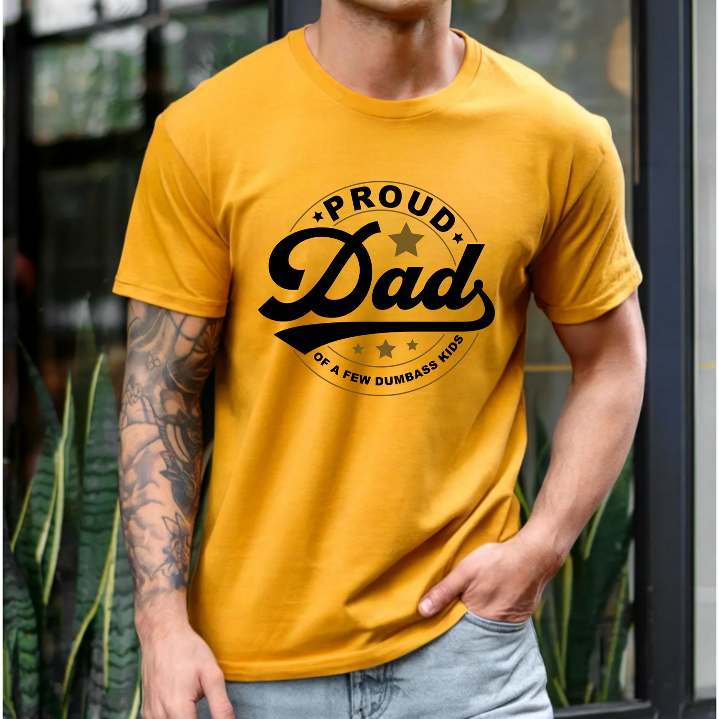 Funny Dad Unisex Tee - 'Proud dad of a few dumbass kids'