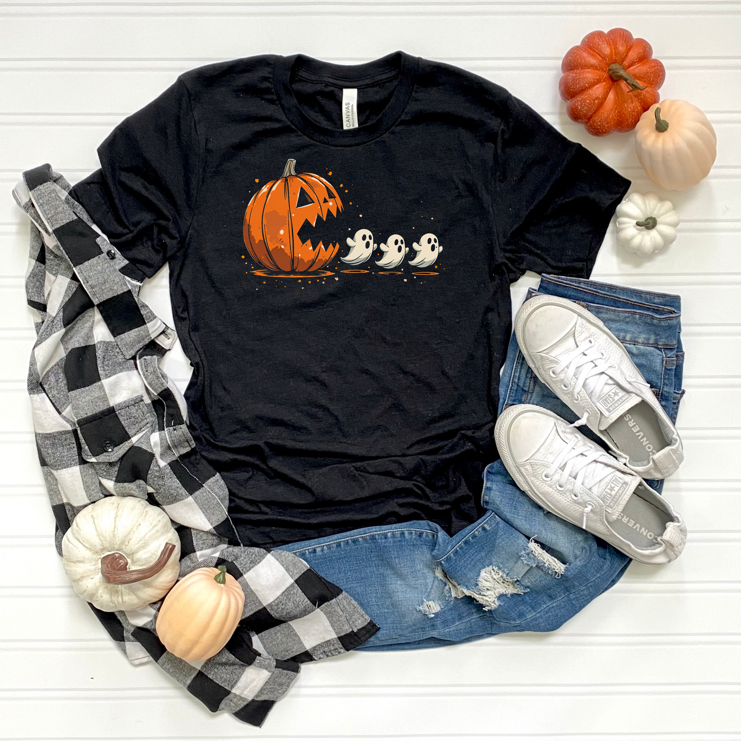 Halloween Pumpkin T-Shirt, Unisex Graphic Tee, Fall Fashion, Spooky Season Shirt, Ghost Design, Casual Wear