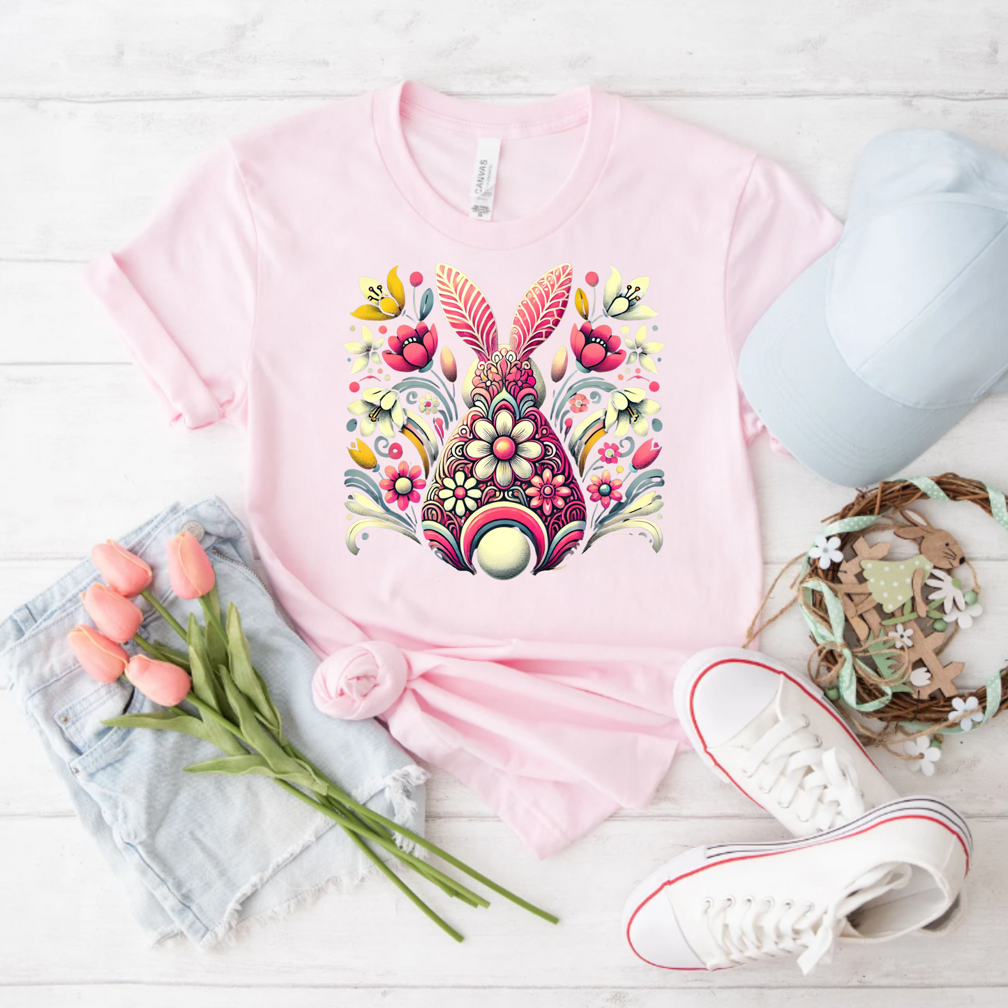 Floral Easter Bunny Tee