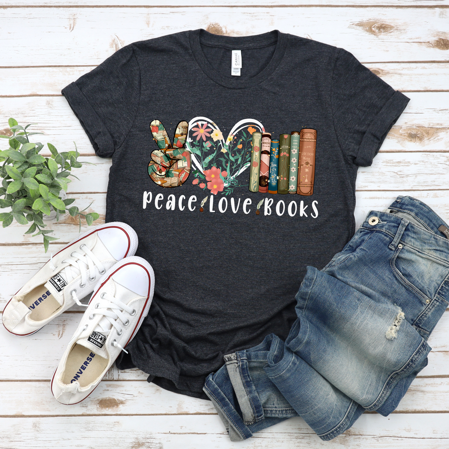Peace Love Books Unisex Tee