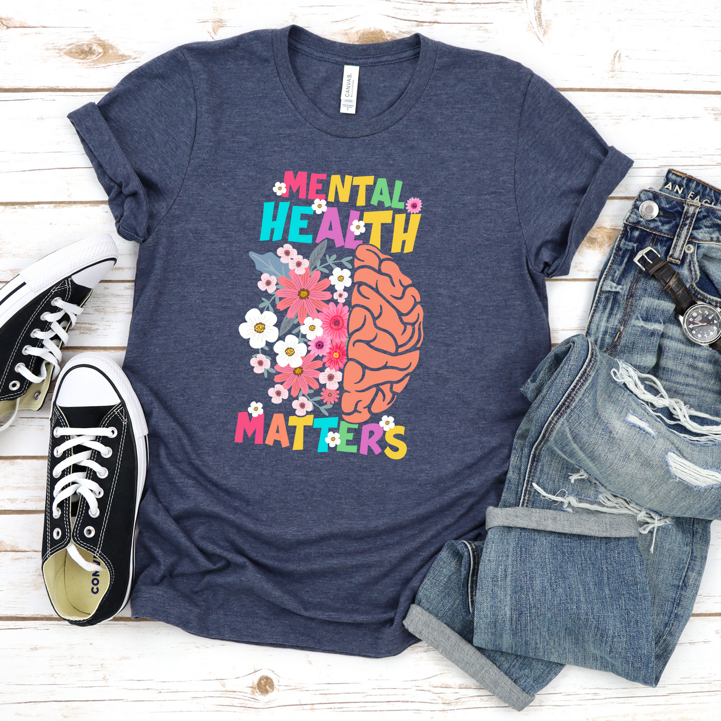 Floral Mental Health Matters Tee