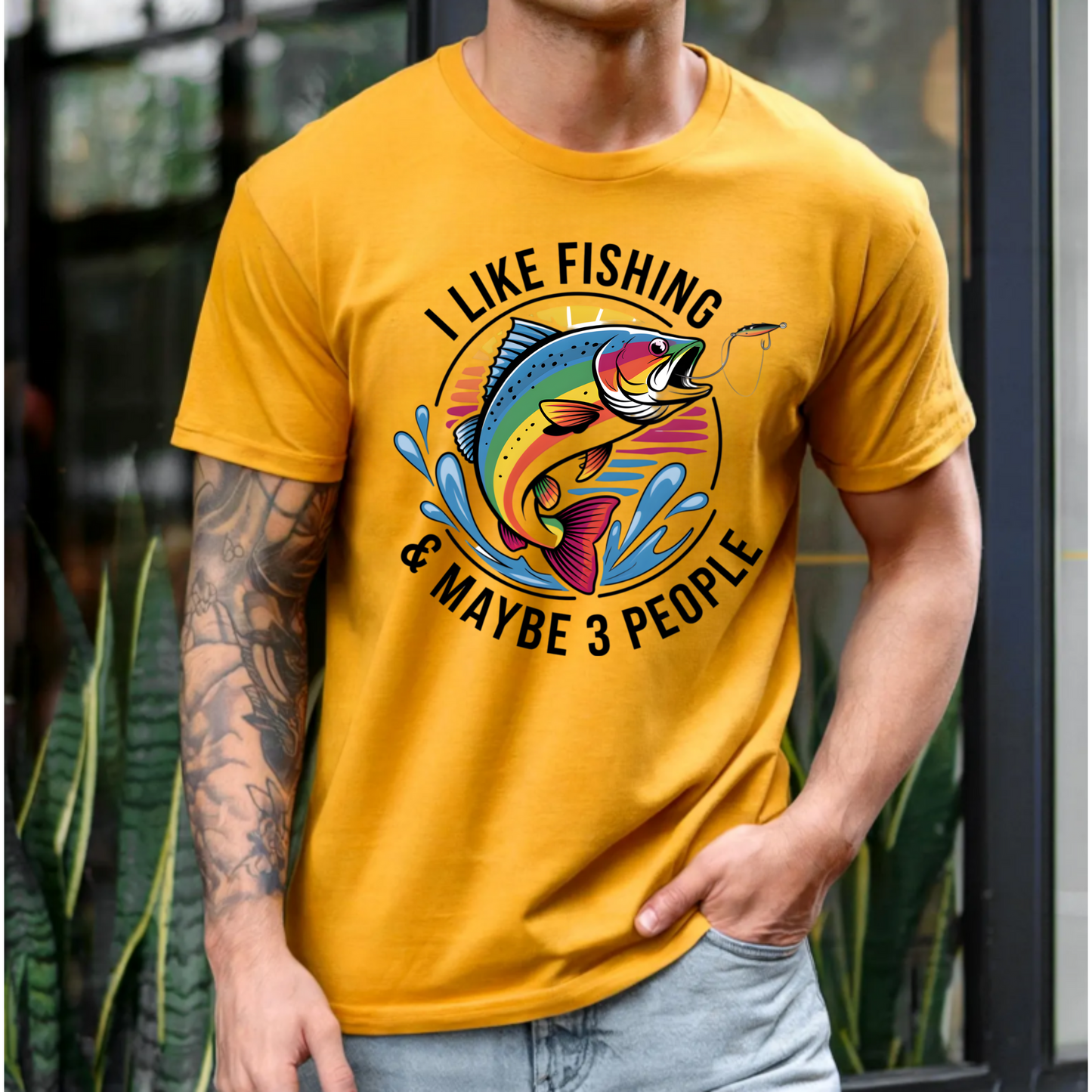 Fishing Lover Unisex Tee - 'I like fishing and about 3 people'