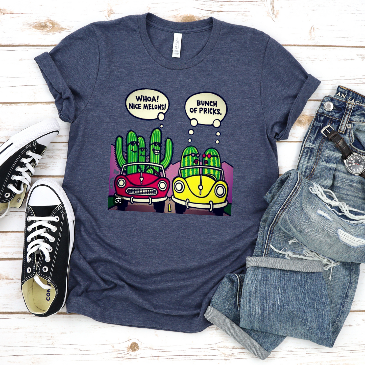 Funny Unisex Tee - Nice Melons Bunch of Pricks Design