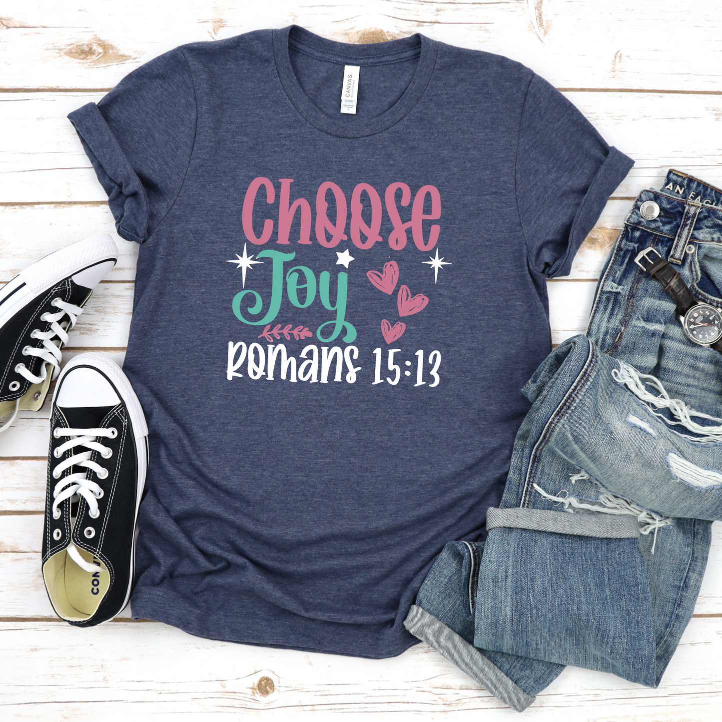 Joyful Unisex Tee with Romans 15:13 Verse