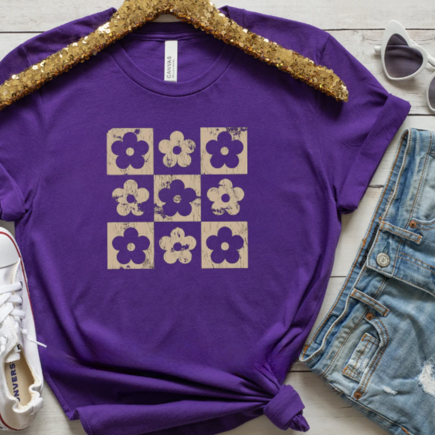 Floral Checkered Tee