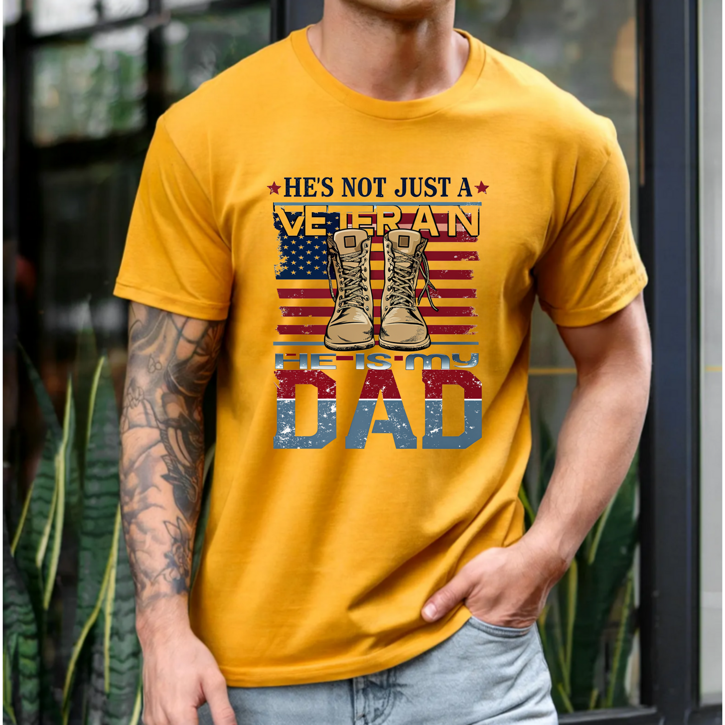 "He's not just a Veteran, He is my dad" Veteran Dad Unisex Tee