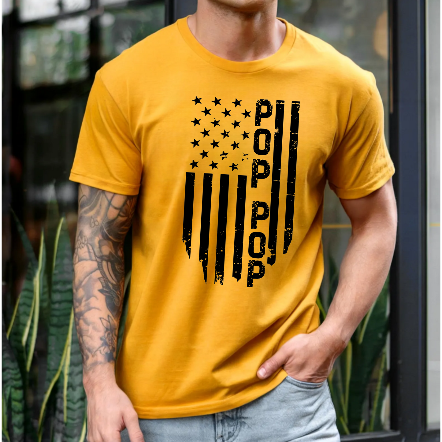 T-shirt - Patriotic Pop Pop and American Flag Design