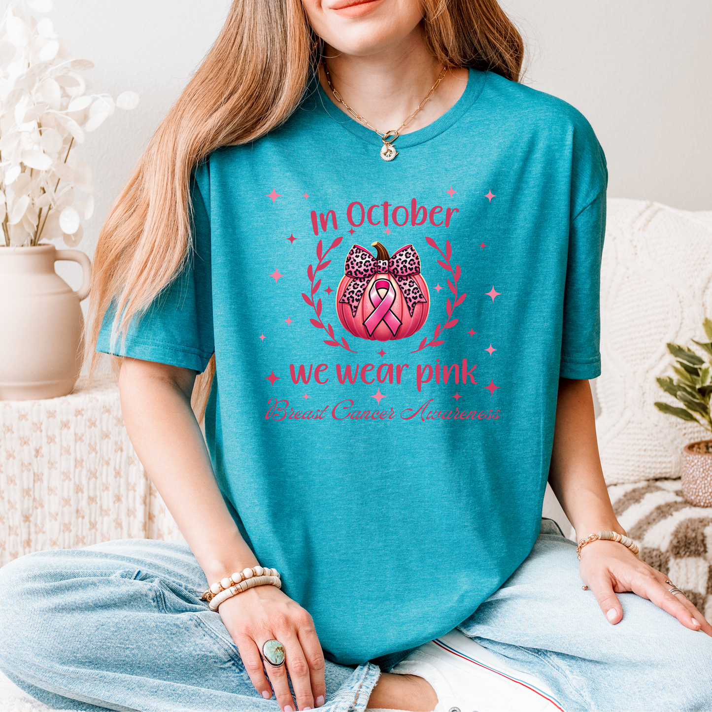 In October we wear pink Breast Cancer Awareness Unisex T-Shirt