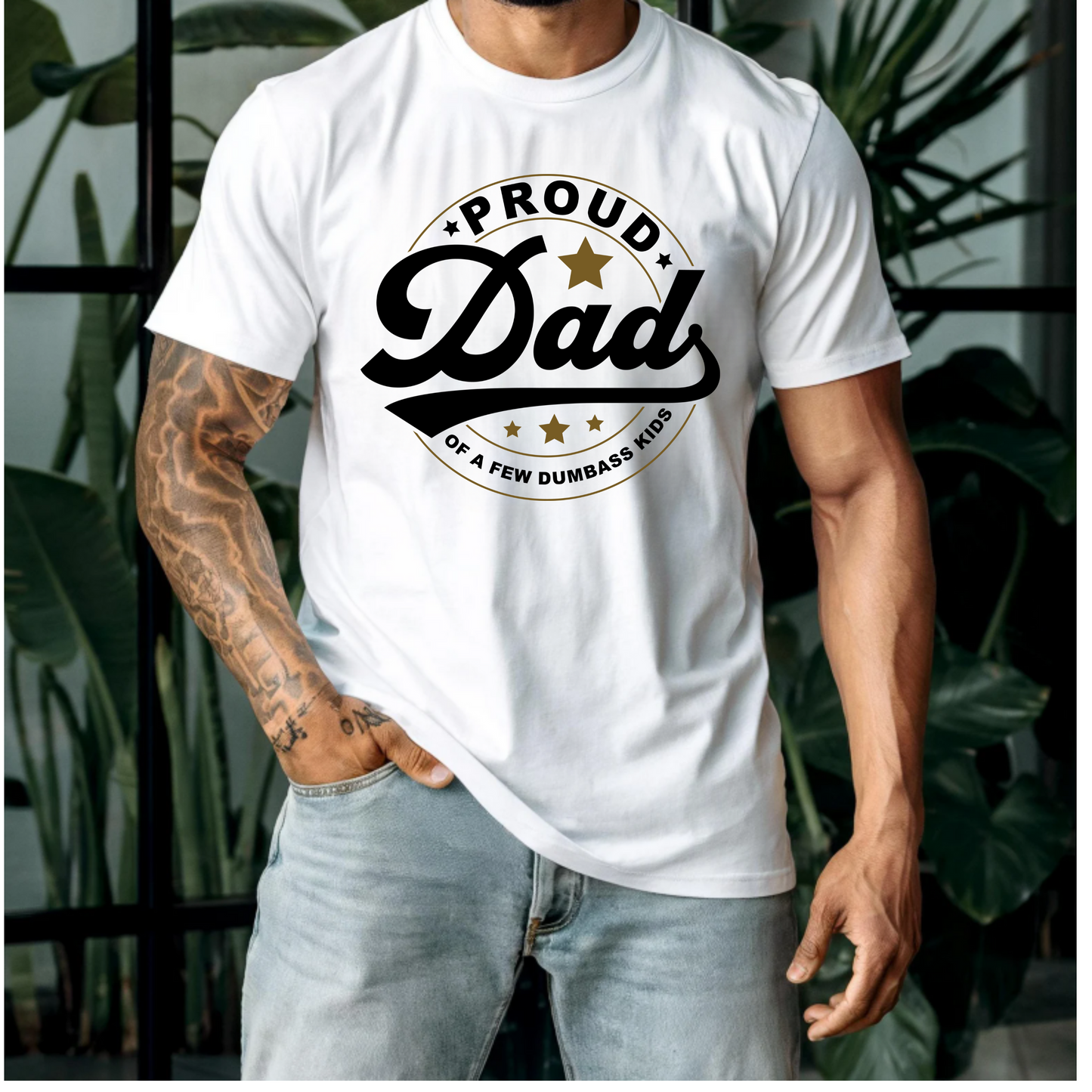 Funny Dad Unisex Tee - 'Proud dad of a few dumbass kids'