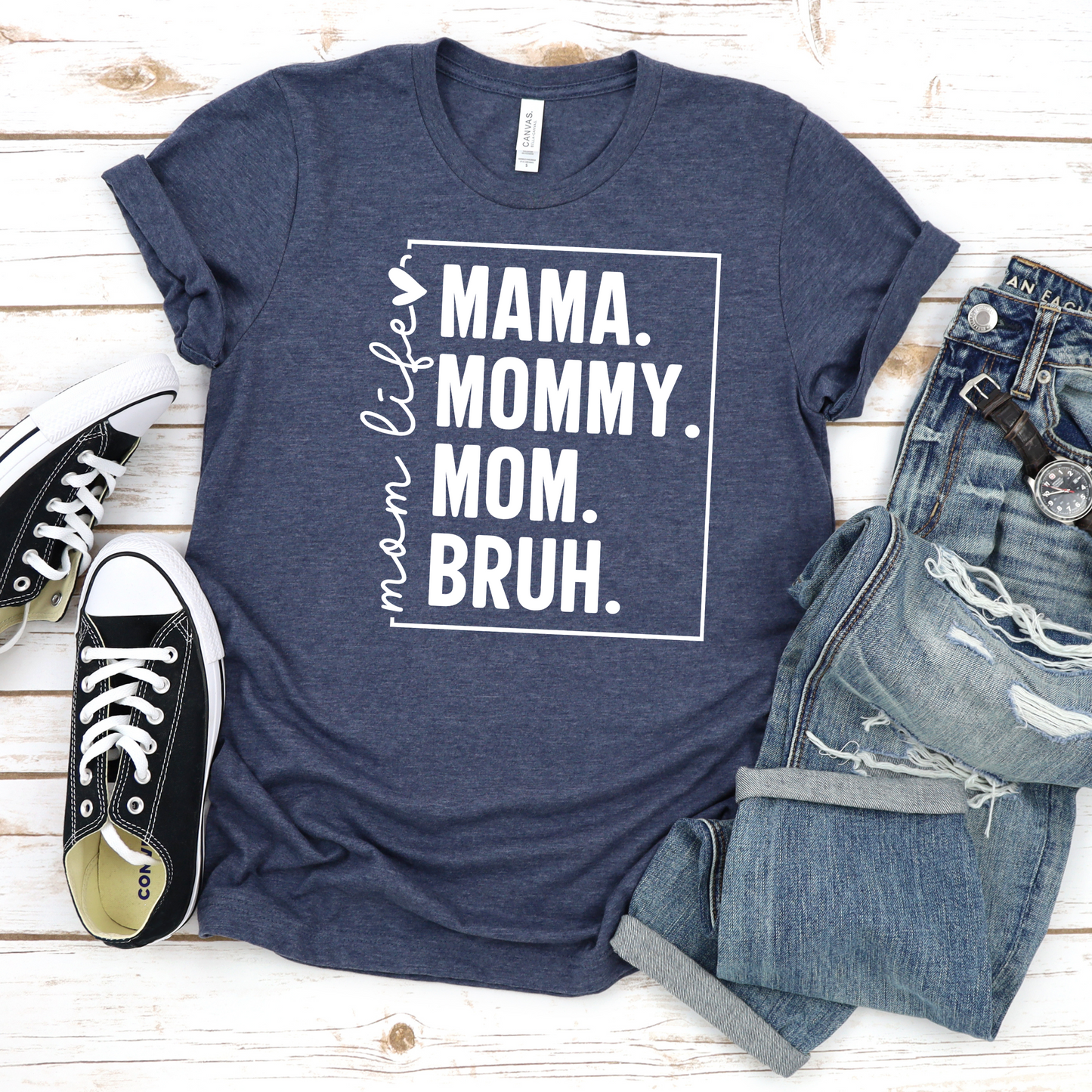 T-Shirt 'Mama, mommy, mom, bruh' Unisex Jersey Short Sleeve Tee