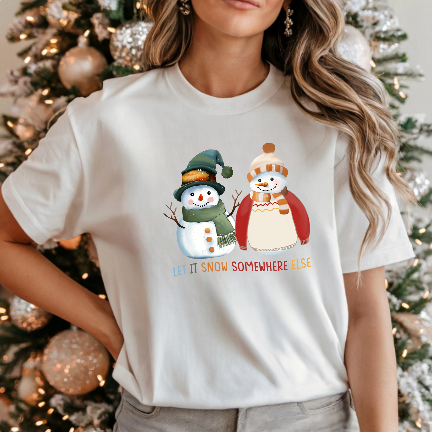 Snowman Unisex T-Shirt - Let It Snow Somewhere Else Design