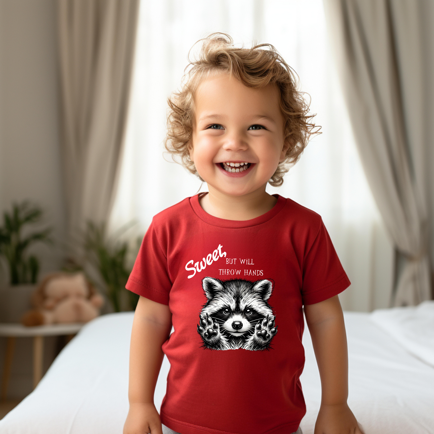 Sweet But Will Throw Hands Raccoon Design