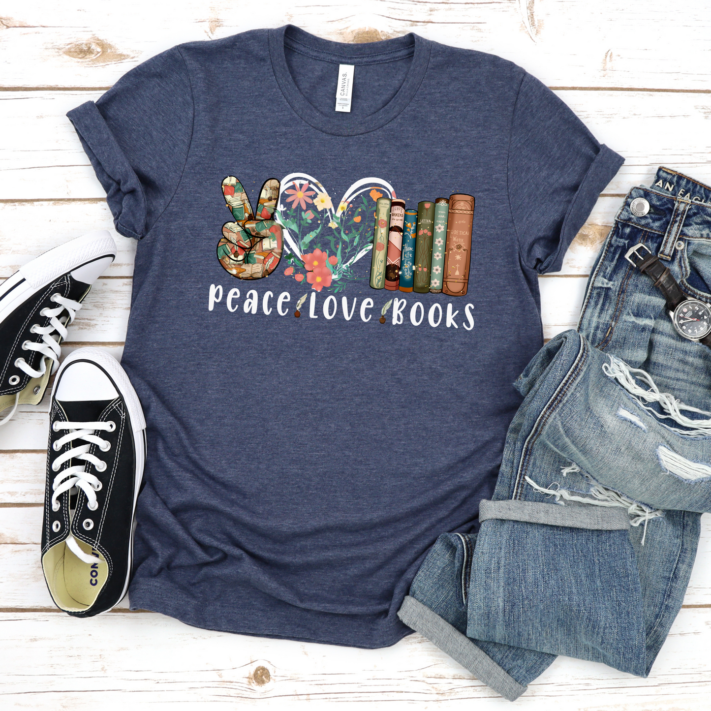 Peace Love Books Unisex Tee